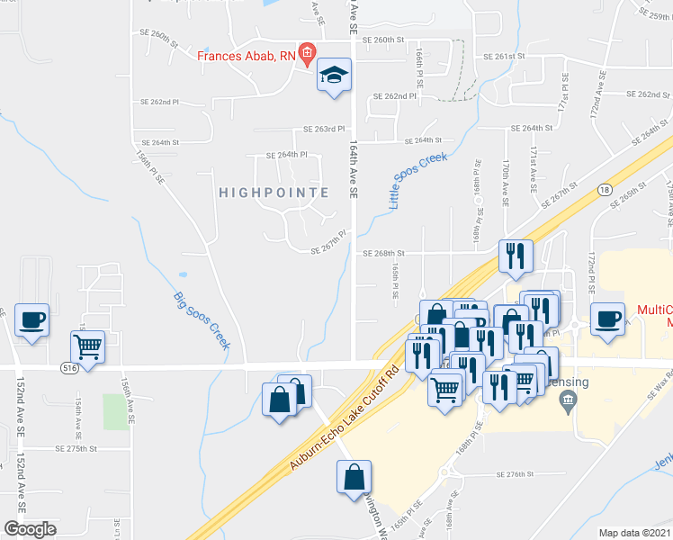 map of restaurants, bars, coffee shops, grocery stores, and more near 26819 164th Avenue Southeast in Covington