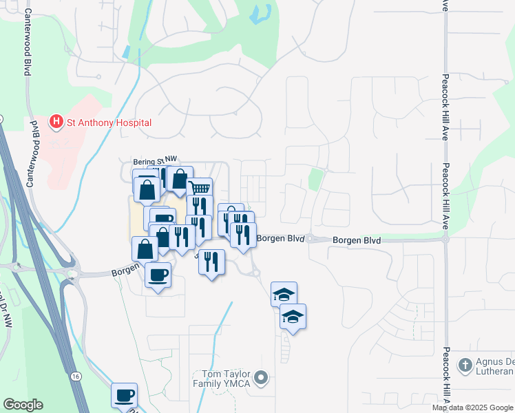 map of restaurants, bars, coffee shops, grocery stores, and more near 4756 Cedar Court Northwest in Gig Harbor