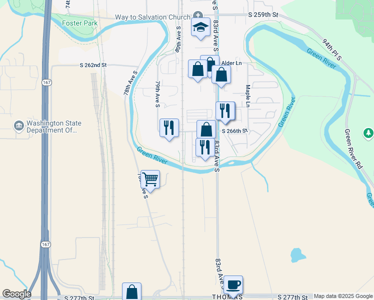map of restaurants, bars, coffee shops, grocery stores, and more near 1862 Ives Ave in Kent