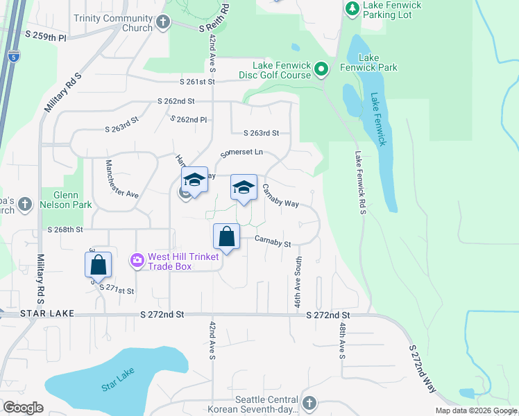 map of restaurants, bars, coffee shops, grocery stores, and more near 26709 Bristol Court in Kent