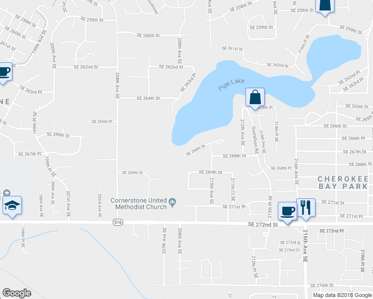 map of restaurants, bars, coffee shops, grocery stores, and more near 20812 Southeast 268th Street in Covington