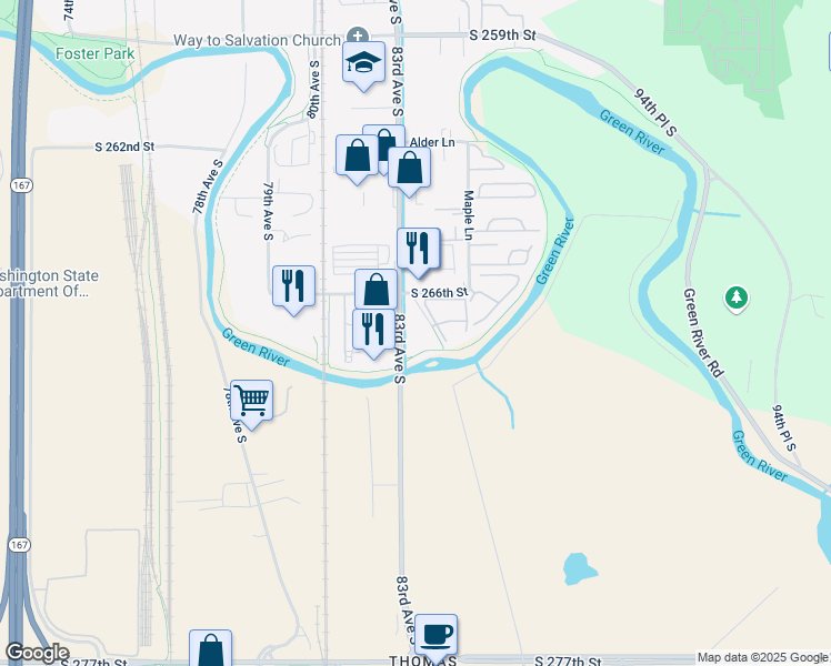 map of restaurants, bars, coffee shops, grocery stores, and more near 1851 Central Place South in Kent
