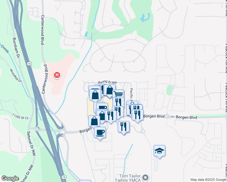 map of restaurants, bars, coffee shops, grocery stores, and more near 4931 Baltic Street Northwest in Gig Harbor