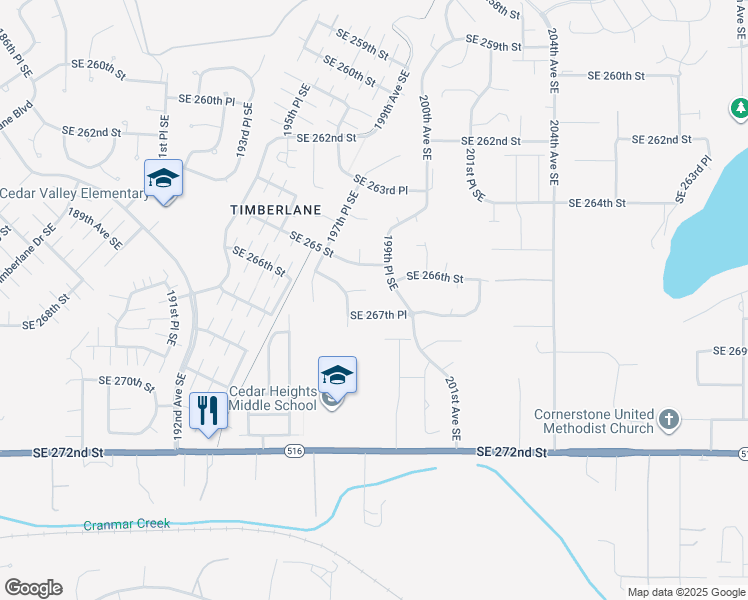 map of restaurants, bars, coffee shops, grocery stores, and more near 19819 Southeast 266th Court in Covington