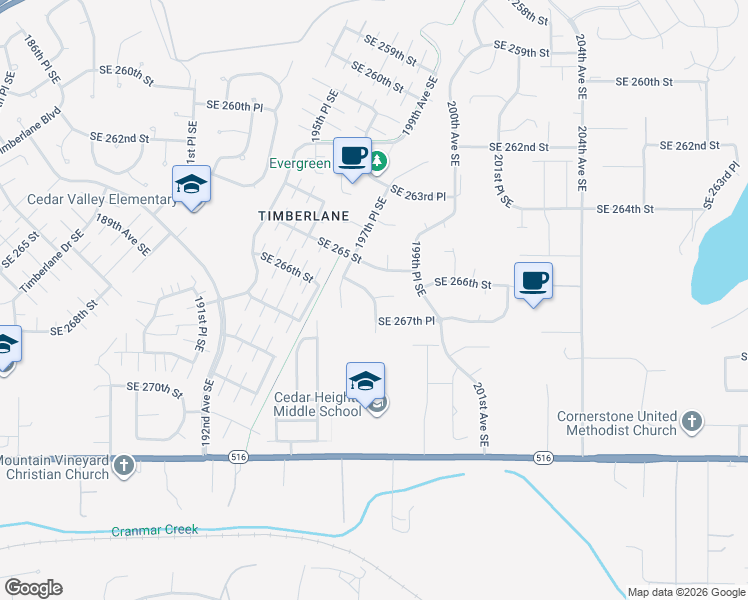 map of restaurants, bars, coffee shops, grocery stores, and more near 26605 198th Place Southeast in Covington