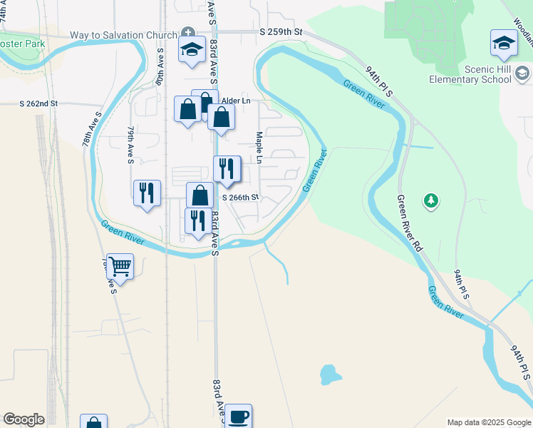 map of restaurants, bars, coffee shops, grocery stores, and more near 1840 Central Place South in Kent