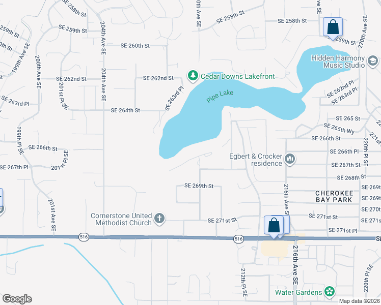 map of restaurants, bars, coffee shops, grocery stores, and more near 20936 Southeast 268th Street in Covington