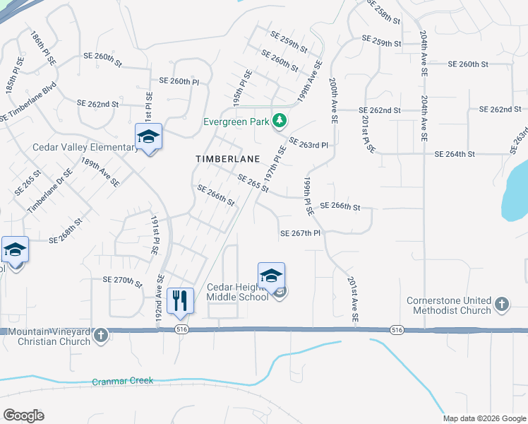 map of restaurants, bars, coffee shops, grocery stores, and more near 26605 198th Place Southeast in Covington