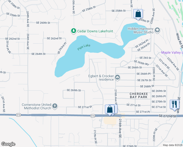 map of restaurants, bars, coffee shops, grocery stores, and more near 26626 212th Avenue Southeast in Maple Valley