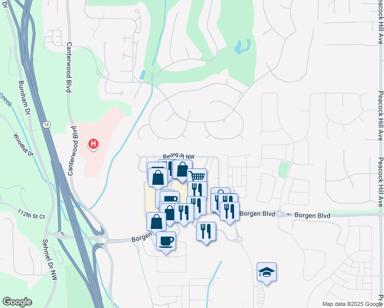 map of restaurants, bars, coffee shops, grocery stores, and more near 4929 Bering Street Northwest in Gig Harbor