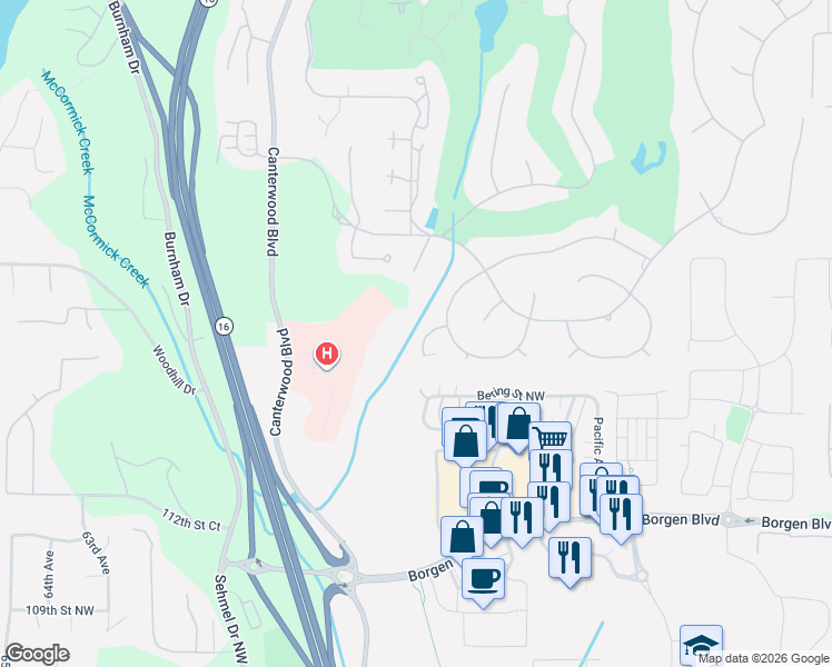 map of restaurants, bars, coffee shops, grocery stores, and more near 11614 52nd Avenue Court Northwest in Gig Harbor