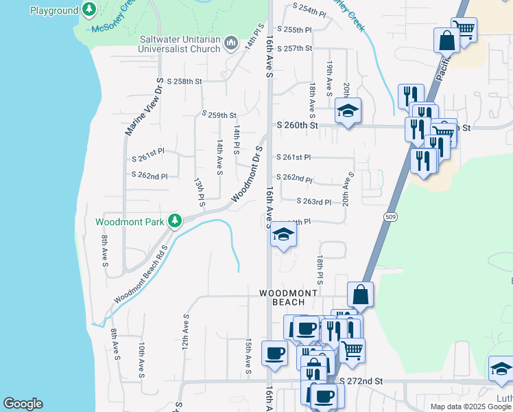 map of restaurants, bars, coffee shops, grocery stores, and more near 1431 South 263rd Place in Des Moines