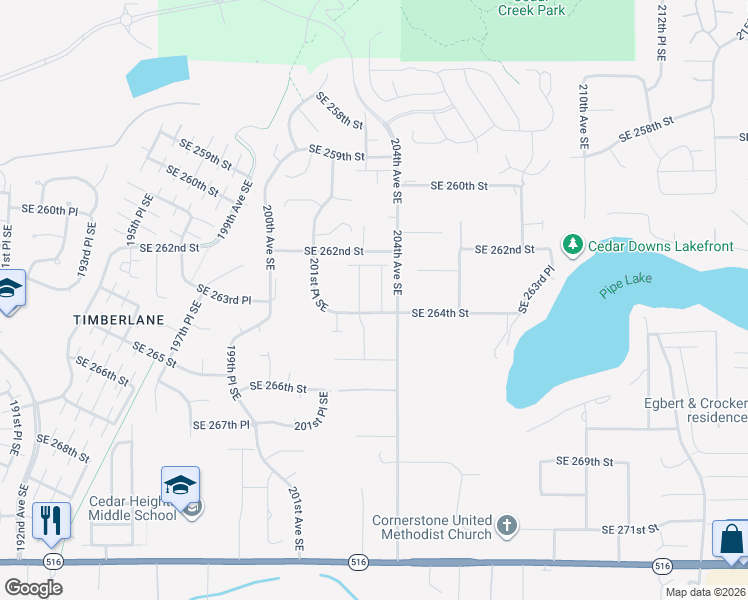 map of restaurants, bars, coffee shops, grocery stores, and more near 26333 203rd Avenue Southeast in Covington