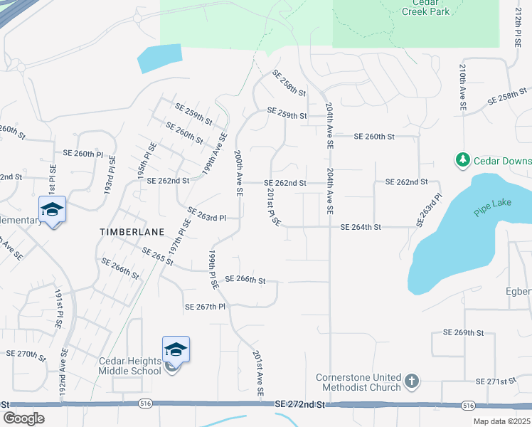 map of restaurants, bars, coffee shops, grocery stores, and more near 20105 Southeast 264th Street in Covington