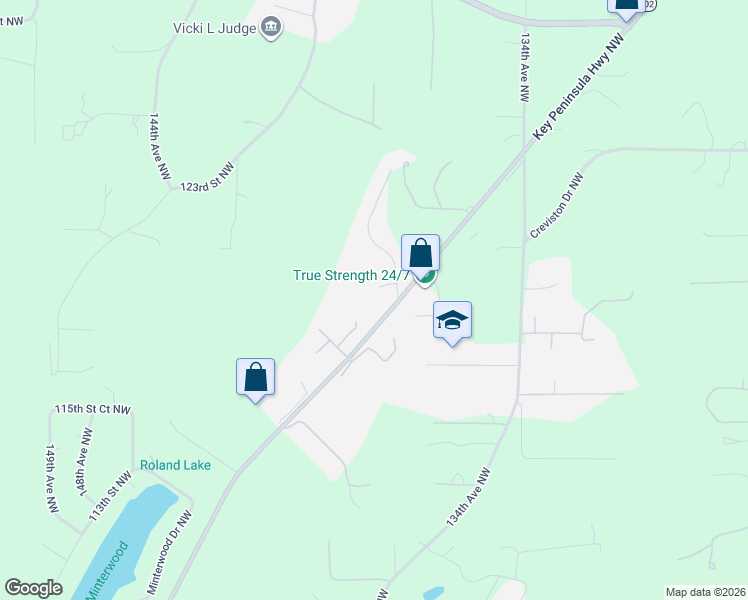 map of restaurants, bars, coffee shops, grocery stores, and more near 13810 119th Street Court Northwest in Gig Harbor