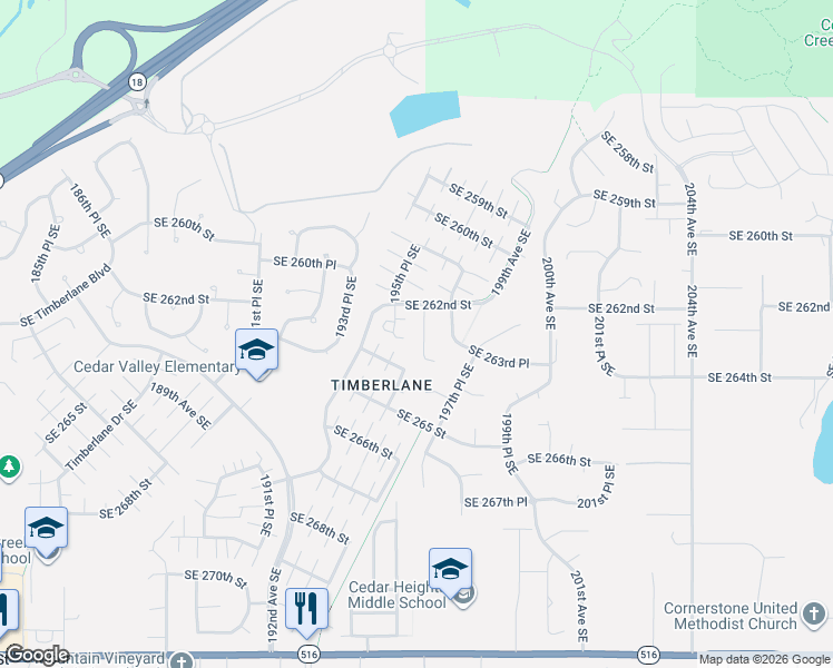 map of restaurants, bars, coffee shops, grocery stores, and more near 26203 196th Place Southeast in Covington