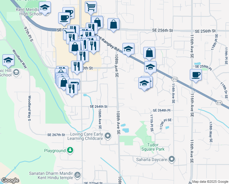 map of restaurants, bars, coffee shops, grocery stores, and more near in Kent