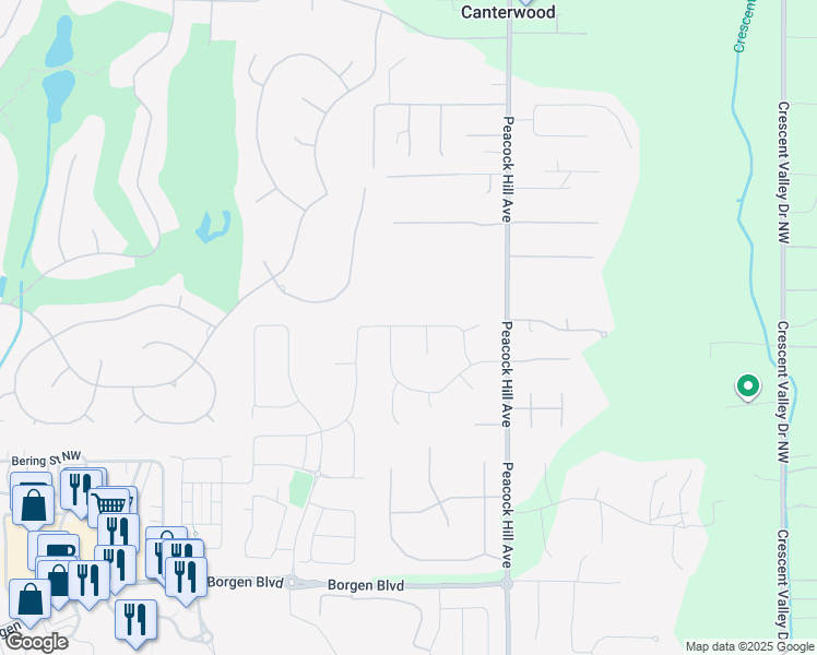 map of restaurants, bars, coffee shops, grocery stores, and more near 4109 119th Street Court Northwest in Gig Harbor
