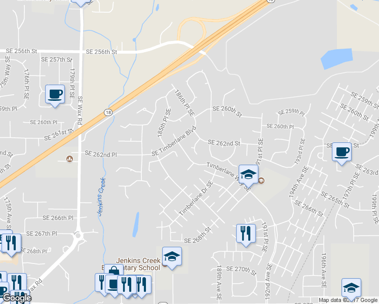 map of restaurants, bars, coffee shops, grocery stores, and more near 26219 187th Place Southeast in Covington