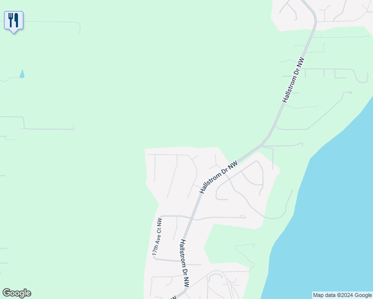 map of restaurants, bars, coffee shops, grocery stores, and more near 1521 119th Street Court Northwest in Gig Harbor