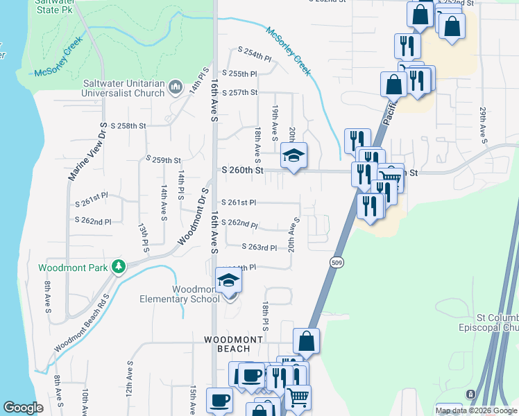map of restaurants, bars, coffee shops, grocery stores, and more near 1811 South 261st Place in Des Moines