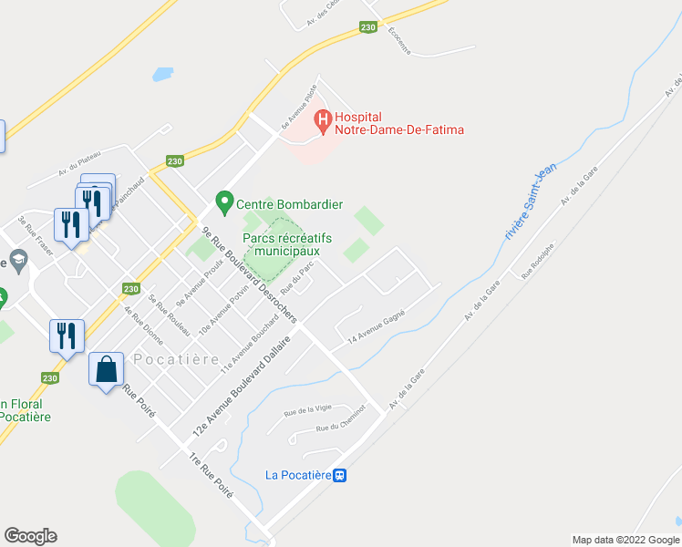 map of restaurants, bars, coffee shops, grocery stores, and more near 1102 Rue du Parc in La Pocatière