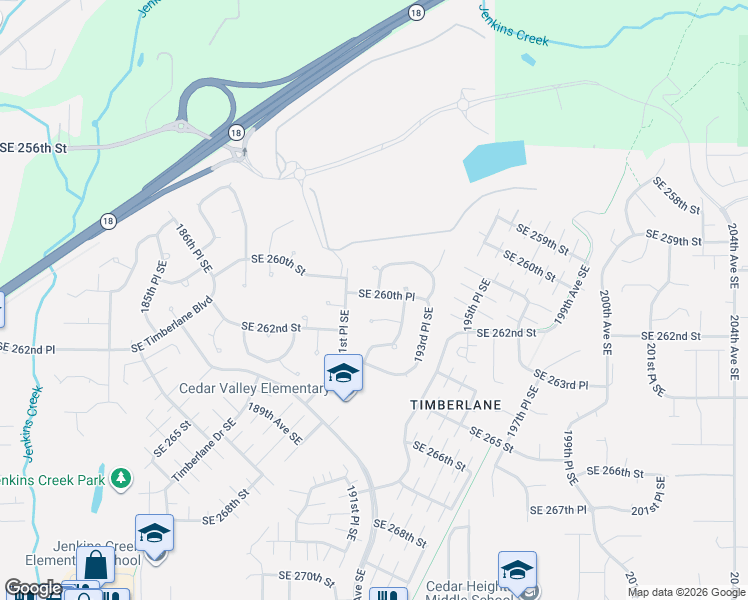 map of restaurants, bars, coffee shops, grocery stores, and more near 19127 Southeast 260th Place in Covington