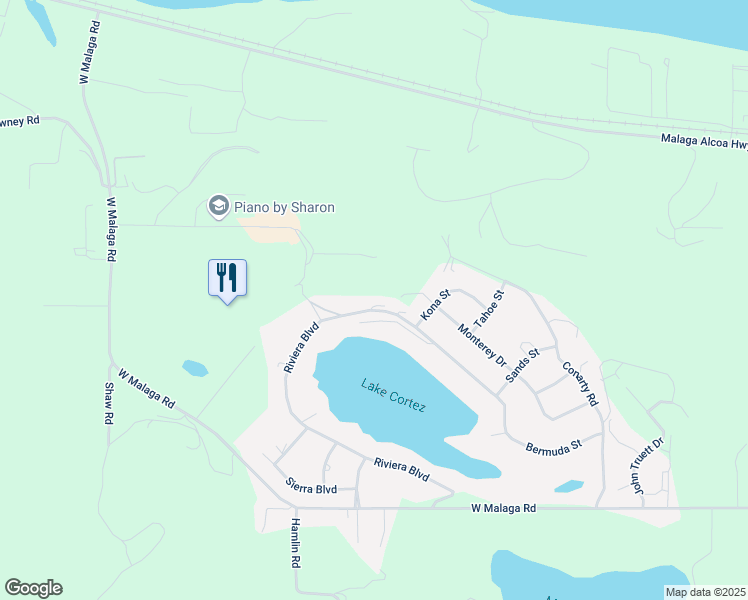 map of restaurants, bars, coffee shops, grocery stores, and more near 3009 Riviera Boulevard in Malaga