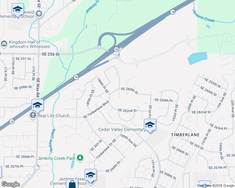 map of restaurants, bars, coffee shops, grocery stores, and more near 26023 188th Avenue Southeast in Covington