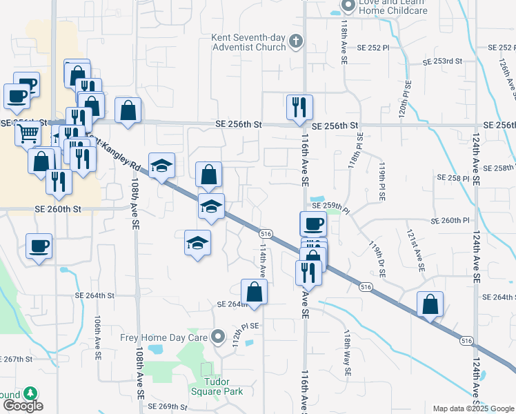 map of restaurants, bars, coffee shops, grocery stores, and more near in Kent