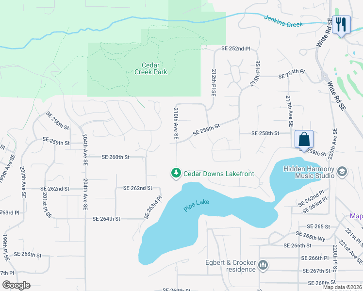 map of restaurants, bars, coffee shops, grocery stores, and more near 25805 211th Court Southeast in Maple Valley