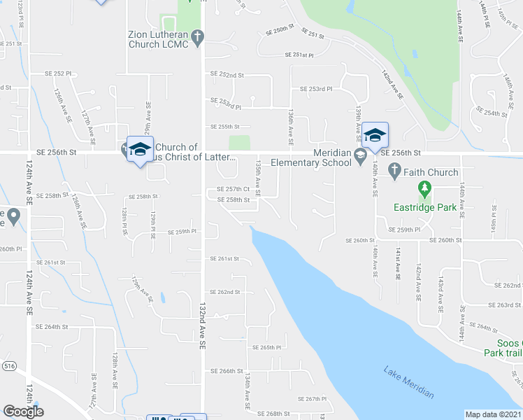map of restaurants, bars, coffee shops, grocery stores, and more near 26132 135th Avenue Southeast in Kent
