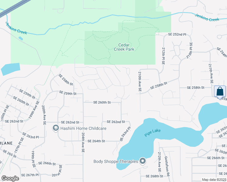 map of restaurants, bars, coffee shops, grocery stores, and more near 20714 Southeast 259th Place in Covington