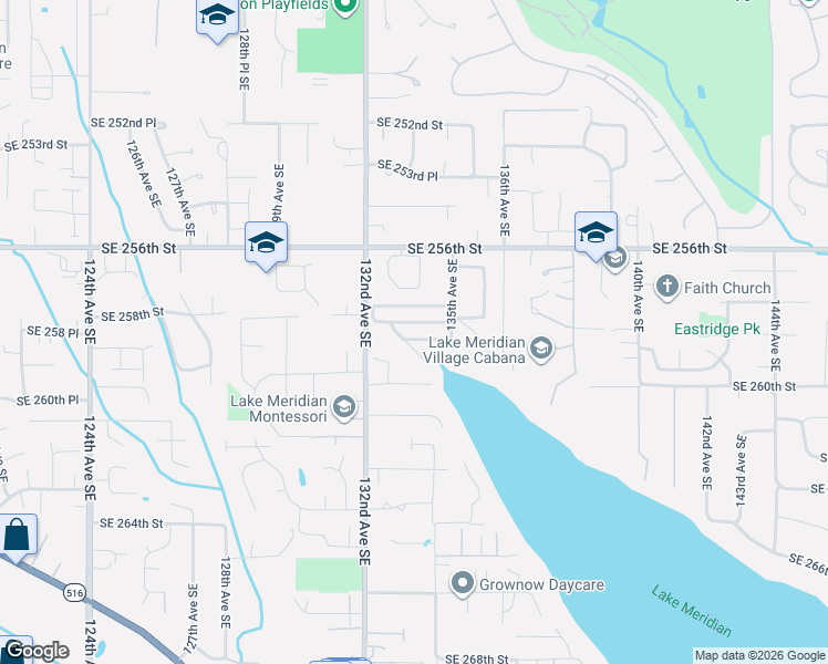 map of restaurants, bars, coffee shops, grocery stores, and more near 25739 135th Avenue Southeast in Kent