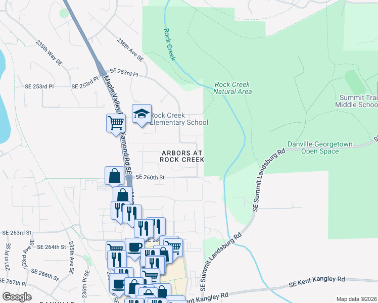 map of restaurants, bars, coffee shops, grocery stores, and more near in Maple Valley