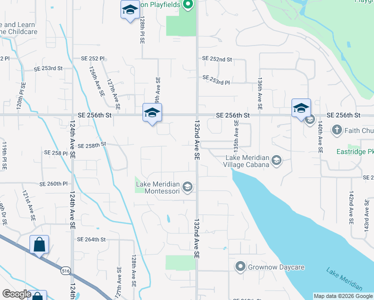 map of restaurants, bars, coffee shops, grocery stores, and more near 25826 131st Place Southeast in Kent
