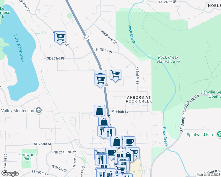 map of restaurants, bars, coffee shops, grocery stores, and more near 25720 Maple Valley-Black Diamond Road in Maple Valley