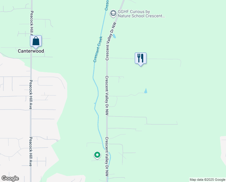 map of restaurants, bars, coffee shops, grocery stores, and more near 12419 Crescent Valley Drive Northwest in Gig Harbor