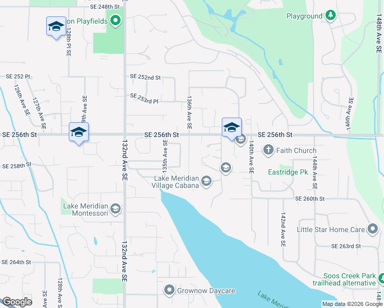 map of restaurants, bars, coffee shops, grocery stores, and more near 25638 136th Avenue Southeast in Kent