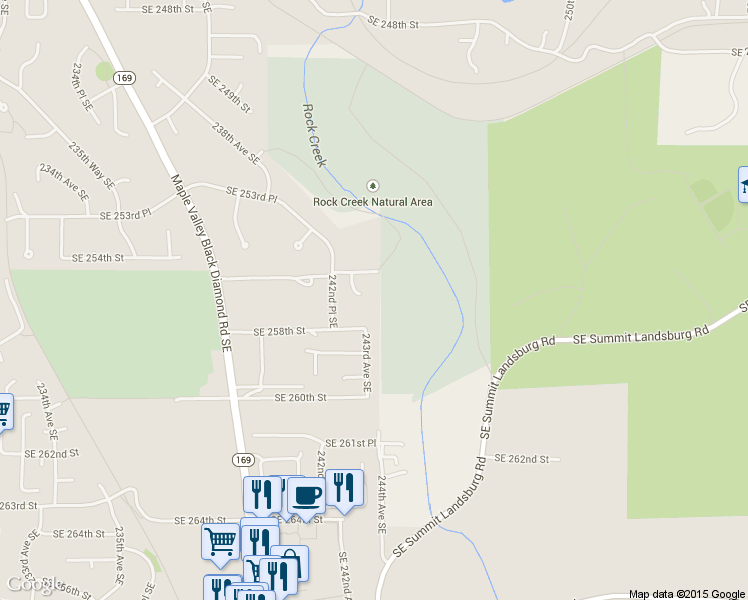 map of restaurants, bars, coffee shops, grocery stores, and more near 25622 243rd Court Southeast in Maple Valley