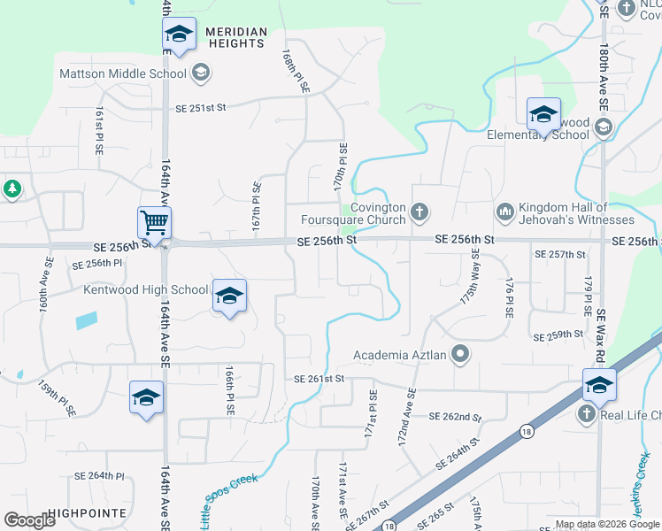map of restaurants, bars, coffee shops, grocery stores, and more near 25626 169th Place Southeast in Covington