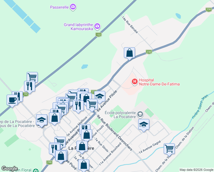 map of restaurants, bars, coffee shops, grocery stores, and more near 1021 4e Avenue Painchaud in La Pocatière