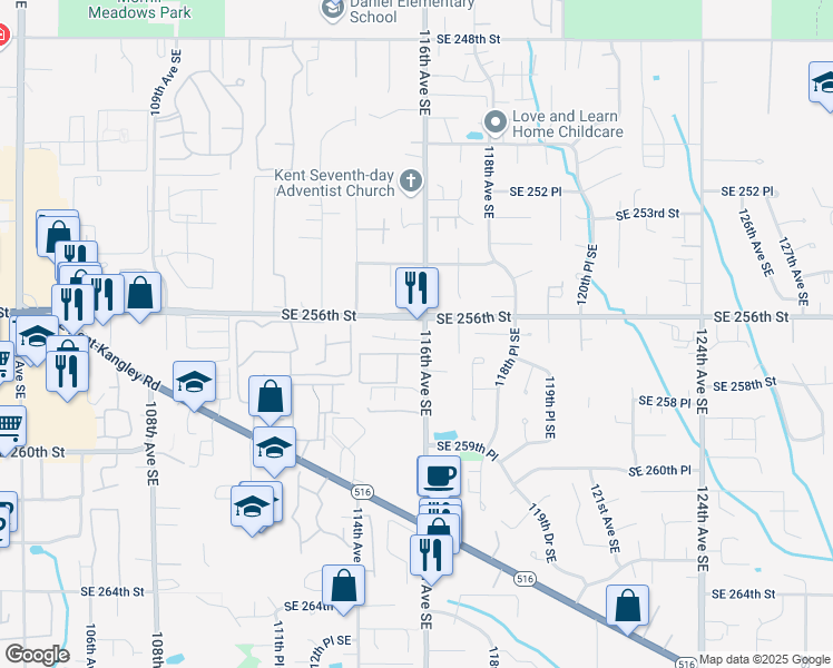 map of restaurants, bars, coffee shops, grocery stores, and more near in Kent