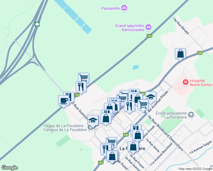 map of restaurants, bars, coffee shops, grocery stores, and more near 707 Avenue de la Grande-Anse in La Pocatière
