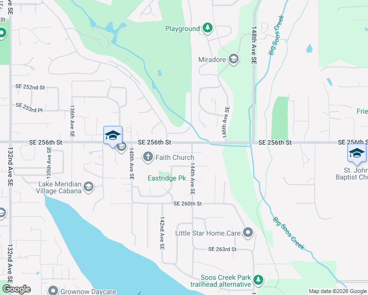 map of restaurants, bars, coffee shops, grocery stores, and more near 14315 Southeast 256th Place in Kent