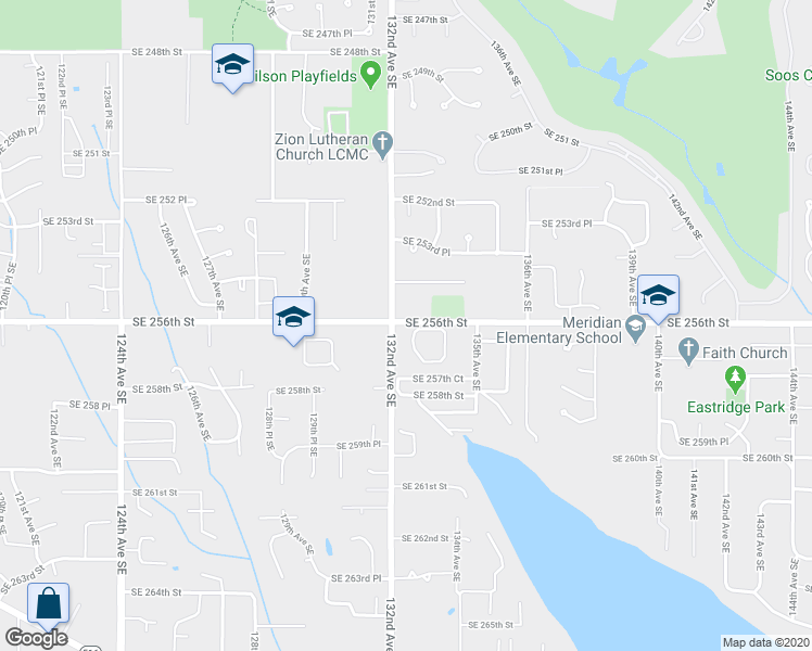 map of restaurants, bars, coffee shops, grocery stores, and more near 13227 Southeast 256th Street in Kent