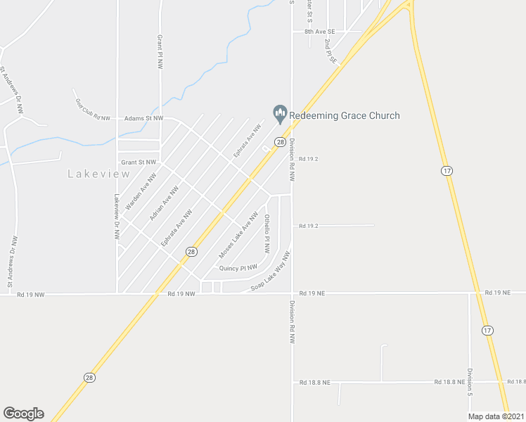 map of restaurants, bars, coffee shops, grocery stores, and more near 19160 Othello Place Northwest in Soap Lake