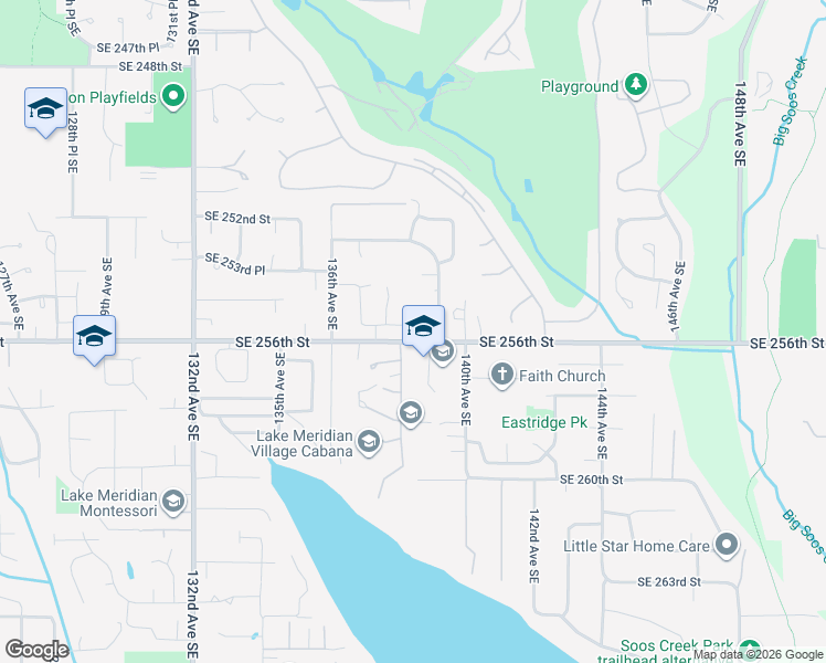 map of restaurants, bars, coffee shops, grocery stores, and more near 13810 Southeast 255th Place in Kent