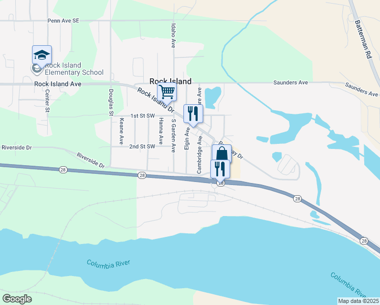 map of restaurants, bars, coffee shops, grocery stores, and more near 18 Elgin Ave in Rock Island