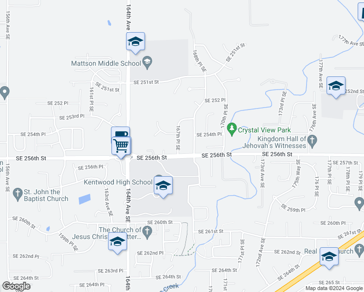 map of restaurants, bars, coffee shops, grocery stores, and more near 25426 167th Place Southeast in Covington